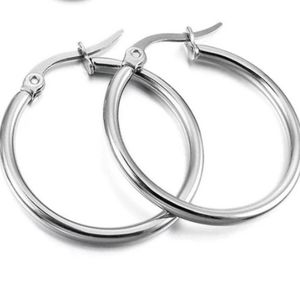 NEW Stainless Steel Small Round Hoop Earrings